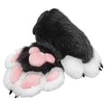 thumbnail image 5 of Byfri Black and White Furry Cat Paw Full Finger Mittens, Plush Animal Gloves for Themed Festivities, Black White 32x24cm, 5 of 7