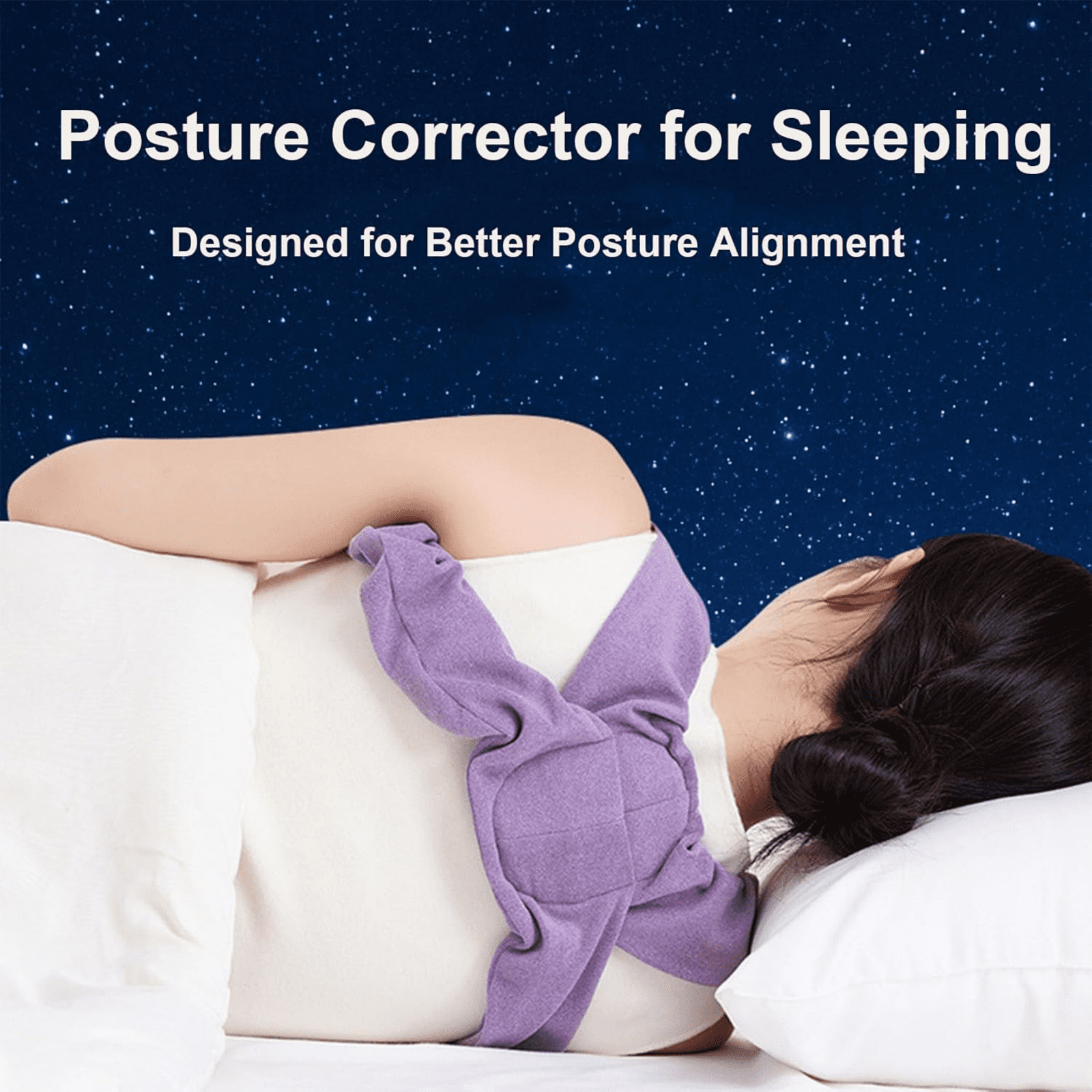 Posture Corrector Belt for Rounded Shoulders, Black, Standard Size M, 1 Piece - Sleep Position Corrector for The Upper Back and Shoulders Equipped with Soft Support Suitable for Bo Makeup Organizers