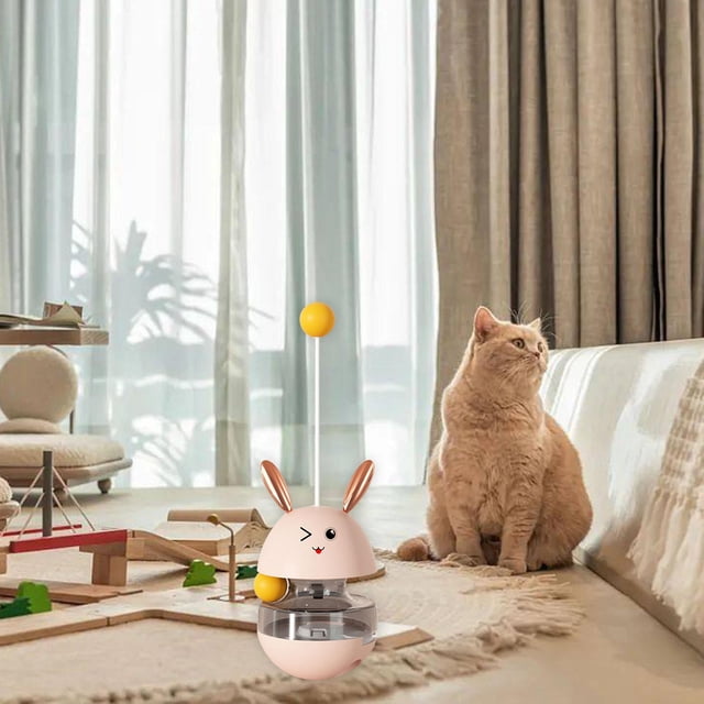 Cat Treat Ball Tumbler Juguete interactivo para gatos Dispensador de golosinas Comida con fugas Juguetes para masticar Ejercicio para mascotas Juguete rosa Salvador Dispensador de golosinas