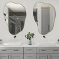 thumbnail image 4 of Gold Irregular Mirror, 33.5"x20.5" Cloud Shaped Mirrors, Unique Asymmetrical Wall Mirror, Organic Abstract Funky Mirrors for Living Room Bathroom Bedroom Entryway, 4 of 10