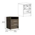 thumbnail image 2 of 2-Drawers Wooden Nightstand for Living Room Bedroom, End Table, Side Table with Storage Shelf, Brown, 2 of 6