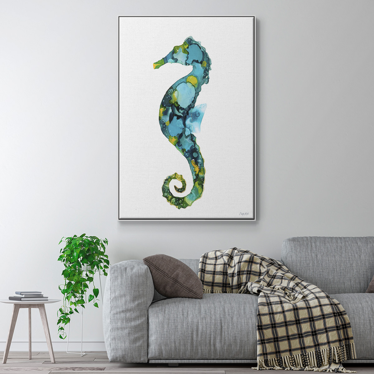 Seahorse Framed Premium Gallery Wrapped Canvas - Ready to Hang - 17 x 25 - White Floating Frame