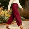 thumbnail image 4 of HAPIMO Drawstring Button Cuff Wide Leg Lounge Sweatpants Women High Waist Soft Pants for Summer and Loungewear Red S, 4 of 7