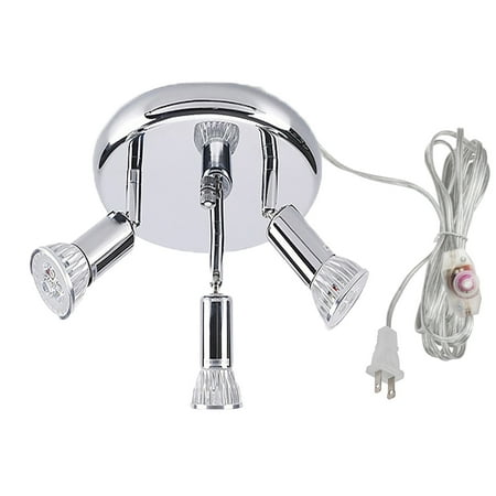 

FSLiving Dimmable Ceiling Lamp Adjustable Close to Ceiling Lights Fixtures for Sloped and Vaulted Ceiling Modern Chandelier with 15ft Plug in Cord for Kitchen Island Closet Laundry Room - Chrome