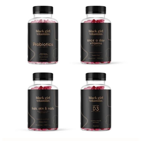 Black Girl Vitamins Complete Wellness Essentials - 30-Day Bundle with D3 Gummies, Probiotics, Hair-Skin-Nails + Sea Moss - 8 Key Nutrients for Immune, Skin & Energy Support