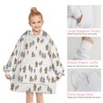 thumbnail image 6 of White Bigfoot and Tree Pattern Blanket Hoodies for Kids 6-13YR Oversize Wearable Blanket Hoodies for Boys Girls Teens, 6 of 7