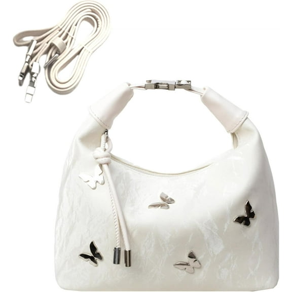 Women Tote Handbags Butterfly Vegan Leather Shoulder Bags with Adjustable Strap Trendy Crossbody Purse