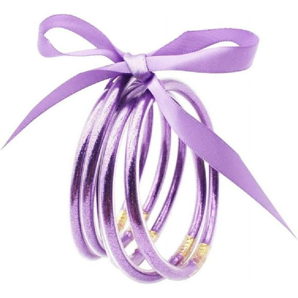 HUGFEGWE Sparkling Fashion Bangles Soft Silicone Glitter Filled Jelly Bracelets Silicone Bracelet Glitter Filled Jelly Bangle Set Jelly Bangle Bracelets for Women CJB91-105913