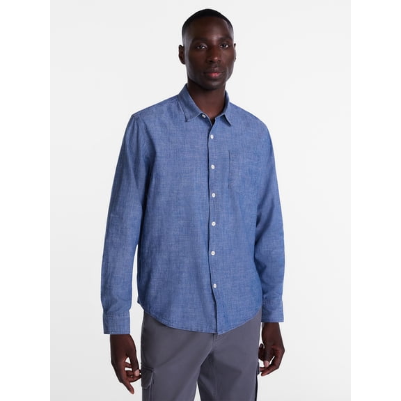 George Men's Chambray Shirt with Long Sleeves, Sizes S-3XL
