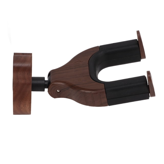 Guitar Hanger, Automatic Lock Release Guitar Shape Guitar Wall Hanger Natural Black Walnut Base Easy Installation For Office For Studio For Home
