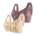 thumbnail image 2 of Fsqjgq Sports Bras for Women Plus Size Front Closure 2 Pack Middle Aged Elderly Wireless Bras Seamless Padded Push Up Nursing Bra Underwear Khaki 38, 2 of 4