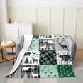 thumbnail image 2 of Hunting Animal Flannel Blanket 40x50 inch,Jungle Bear Deer Fleece Blanket,Woodland Country Patchwork Throw Blanket,Green Grid Wildlife Fuzzy Blanket for Sofa Couch Office Living Room, 2 of 4