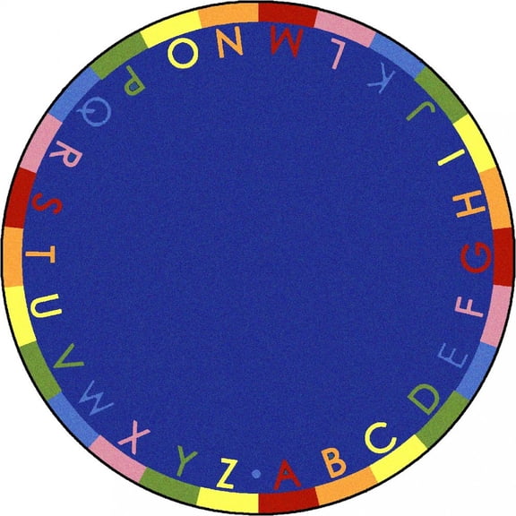 Joy Carpets Kid Essentials Rainbow Alphabet 7'7" Round Area Rug in Color Primary
