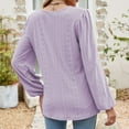 thumbnail image 6 of Perfectbot Womens Fall Tops Dressy Casual V Neck Eyelet Tunic Shirts Ruched Puff Sleeve Work Blouse, 6 of 6