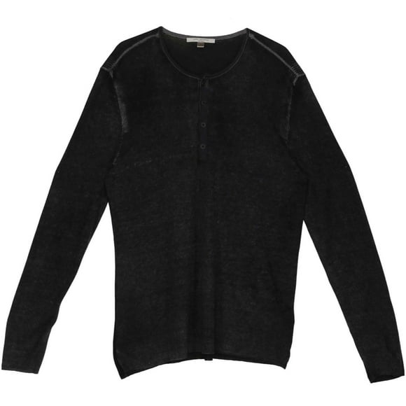 John Varvatos Pull Henley Artisan en Métal Noir pour Hommes - L