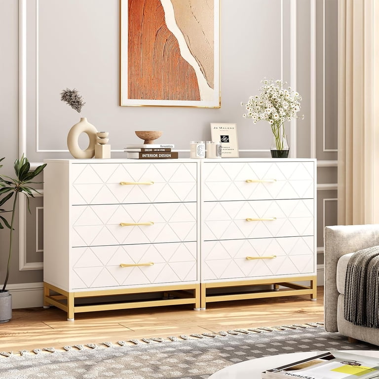3 Drawer Dresser for Bedroom, White Nightstand for Bedroom with Storage,  Wooden Chest Drawers for Closet, Bedroom, Dresser Bedroom Modern Bedside  Nightstand with Gold Handles, Nightstand Dresser - Walmart.com
