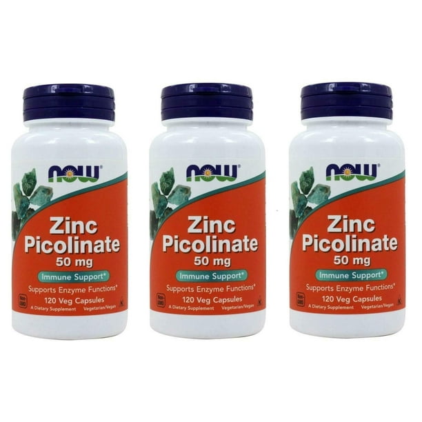 Now Foods Zinc Picolinate, 50 mg, 120 Capsules 3 Packs Walmart