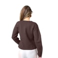thumbnail image 4 of Cropped Cardigan Sweaters for Women V Neck Long Sleeve Gold Button Down Knit Cardigan Tops Brown L, 4 of 9