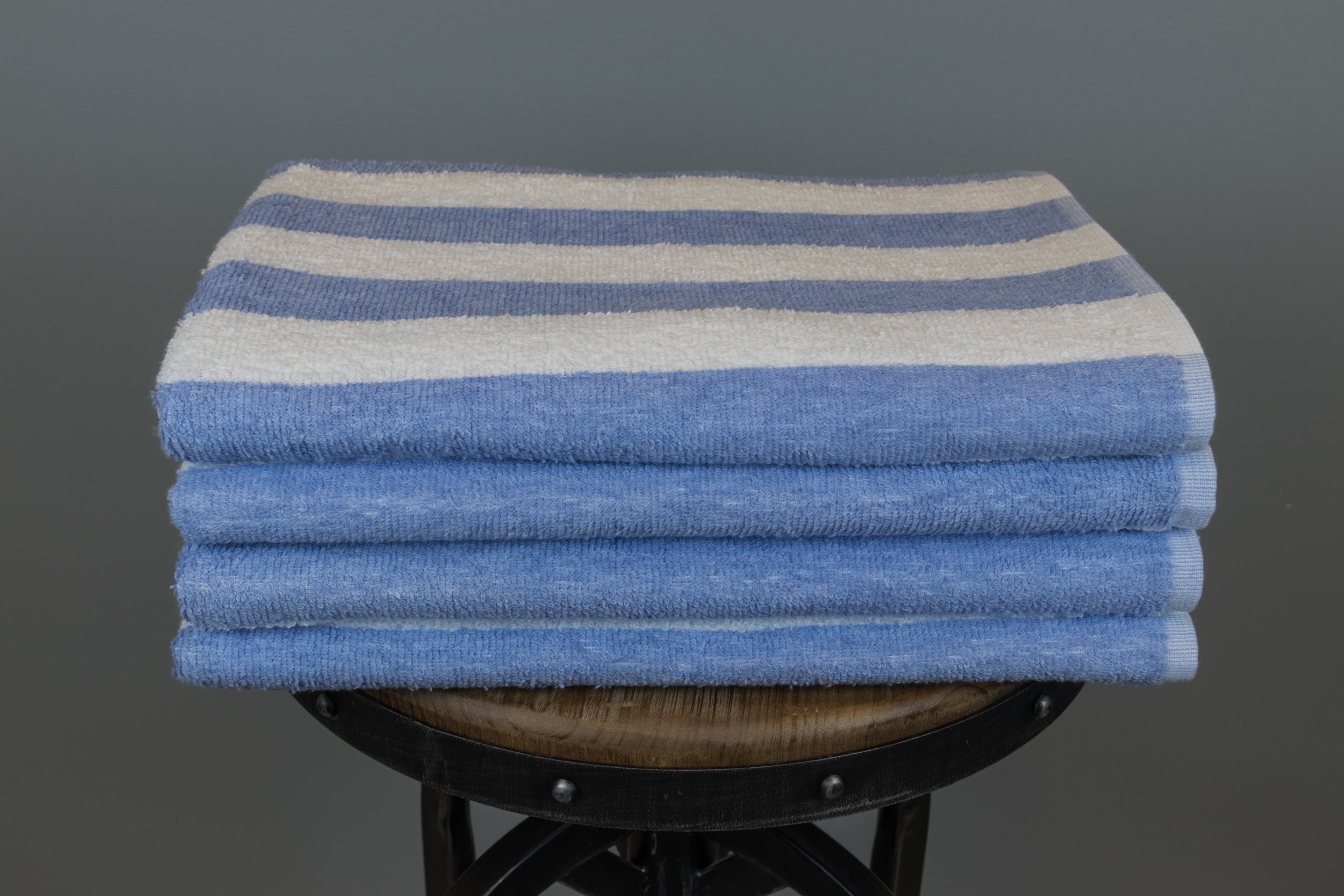 Soft Victorian Stripe Towel 550-Gm Teal Stripe Cotton Towel Set for Bathroom 