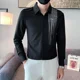 thumbnail image 3 of Camisas y blusas negras con gráficos de manga larga para hombre, estilo formal, sencillo, regular, estilo coreano, moda asiática 2024, 3 of 4