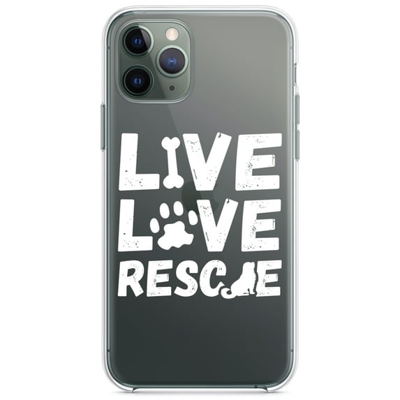DistinctInk Clear Shockproof Hybrid Case for iPhone 12 / 12 PRO (6.1" Screen) - TPU Bumper Acrylic Back Tempered Glass Screen Protector - Live Love Rescue - Dog Paw