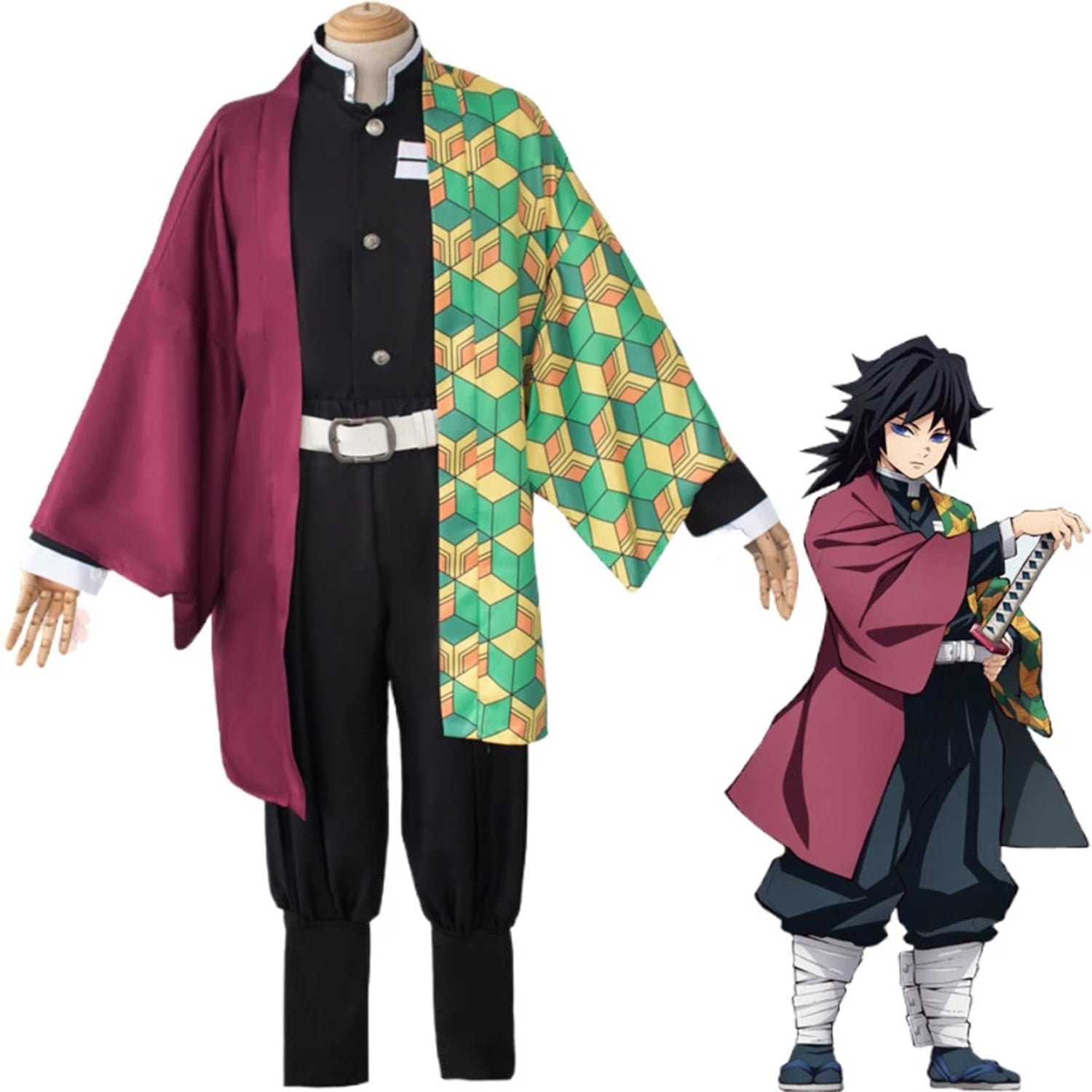 Bangyan 5PCS Tomioka Giyuu Costume Kids Anime Demon Slayer Kimetsu no ...