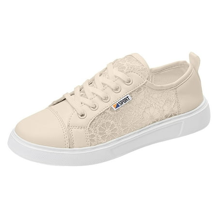 IUJSOY Fashion Flats Lace Casual Shoes for Women Comfortable Soft Sole Lace up Walking Shoes
