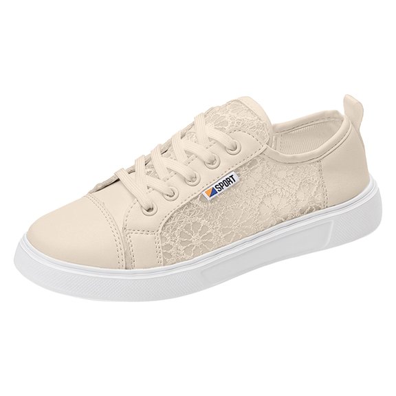 Mepaouo Canvas Flat Shoes Women Flower Lace Soft Sole Casual Shoes Lightweight Sports Sneakers