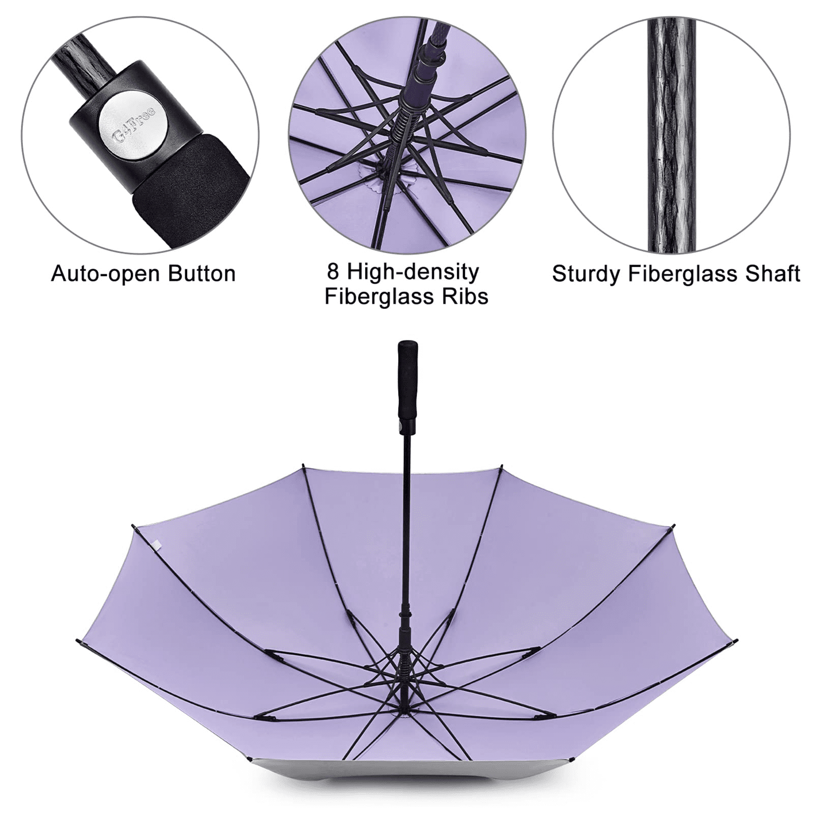 G4Free 54/62 Inch Windproof UV Protection Golf Umbrella Extra Large Silver Coated Automatic Open Stick Long Umbrella