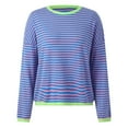 thumbnail image 3 of vigerkar Long Sleeve Shirts for Women Casual Spring Crewneck Striped Color Block Shirt High Low Pullover Tops BU1, S, 3 of 7