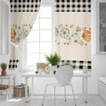 thumbnail image 5 of Fsddascl Fall Pumpkins Blackout Curtains for Bedroom/Living Room, Thermal Insulated Kitchen Curtains, Thanksgiving Autumn Vintage Black Check Plaid Grommet Darkening Window Treatment Drapes 52"x84"x2, 5 of 6