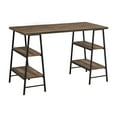 thumbnail image 2 of 48" Brown Computer Desk for Home Office - Modern Laptop Desk w/ Drawers, Black Metal Frame & Laminate Top. Ideal for Work/Study. Durable & Stylish Design., 2 of 10