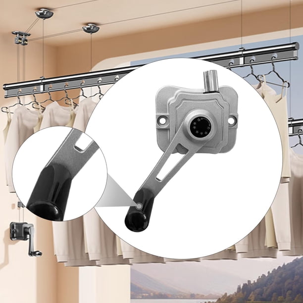 Manivela Para Perchero De Ropa - Aleación De Aluminio, Cable De Acero De 1.8 M, Repuesto Para Tendederos Elevadores