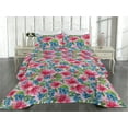 thumbnail image 2 of Ambesonne Exotic Themed Quilted Bedspread Set 3 Pcs, Chill Hibiscus Jungle, Twin, Hot Pink Lavender Blue, 2 of 4