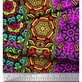 thumbnail image 3 of Soimoi Rayon Fabric Stripe & Mandala Kaleidoscope Print Sewing Fabric Yard 42 Inch Wide, 3 of 3