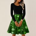 thumbnail image 2 of Christmas Dresses for Women Women's Casual Fashion Round Neck Long Sleeve Christmas Printed Party Vintage Long Dresses for Holiday Gathering,Dark Green,4XL, 2 of 7