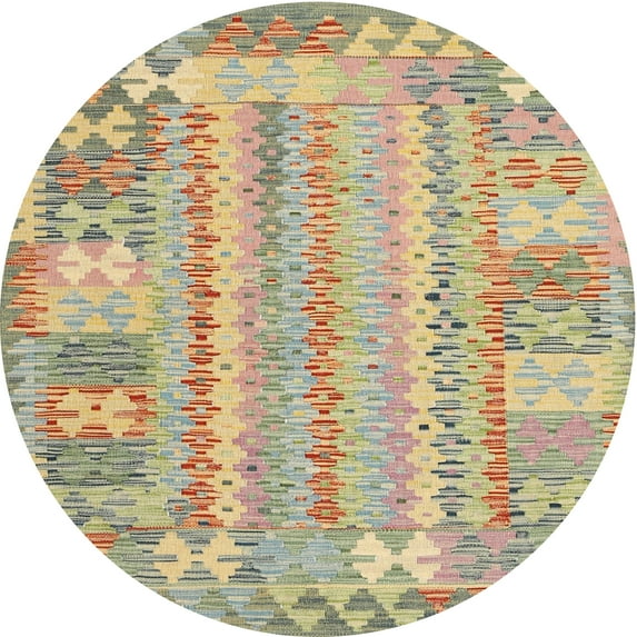Ahgly Company Machine Washable Indoor Round Contemporary Dark Almond Brown Area Rugs, 3' Round