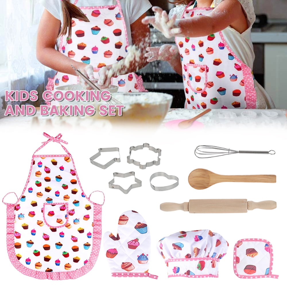 RISEBRITE Real Kids Baking Set for Girls – 35 Pcs Gift Set Includes Kids  Apron, Chef Hat, Oven Mitt, Real Baking Tools and Recip