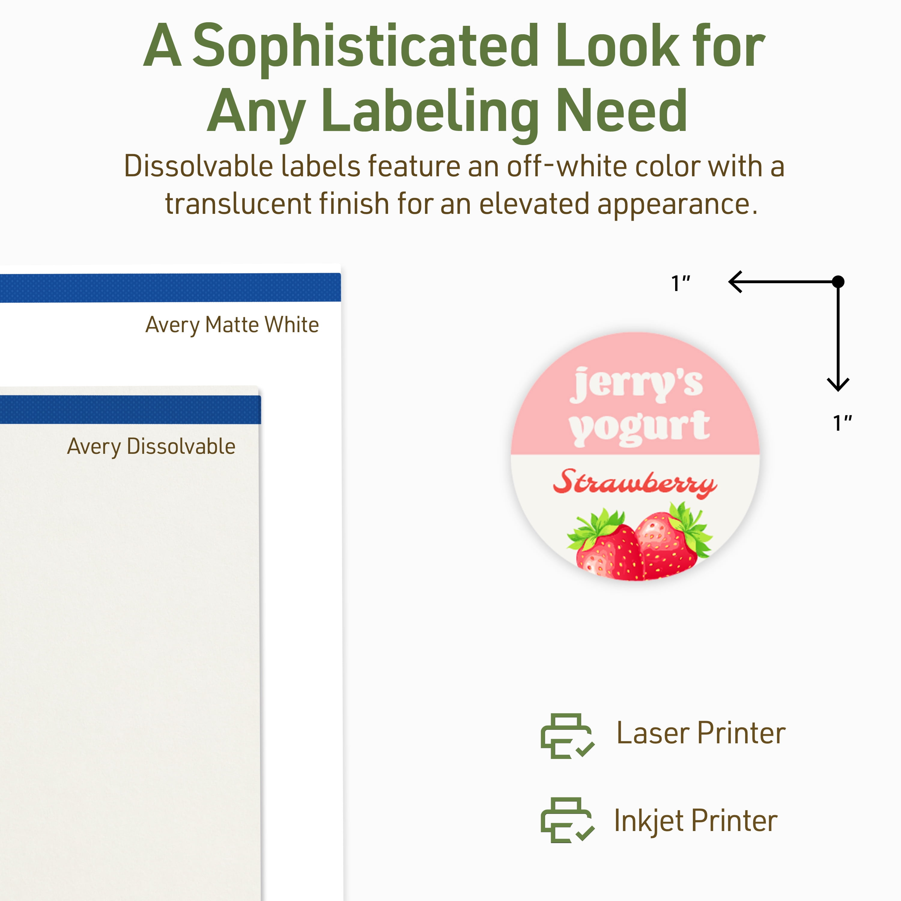 Avery Dissolvable Round Labels, 1" Diameter, 1200 Labels