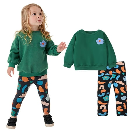 

KYAIGUO Infant Toddler Kids Fleece Sweatshirt and Jogger Set Fall & Winter Casual Long Sleeve Top Leggings Outfits Clothing for 2-7 Years Old(2 PCS)