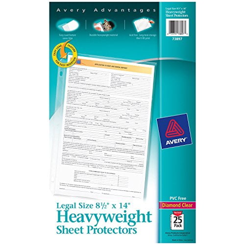 Avery Heavyweight Diamond Clear Sheet Protectors, 8.5" x 14", AcidFree