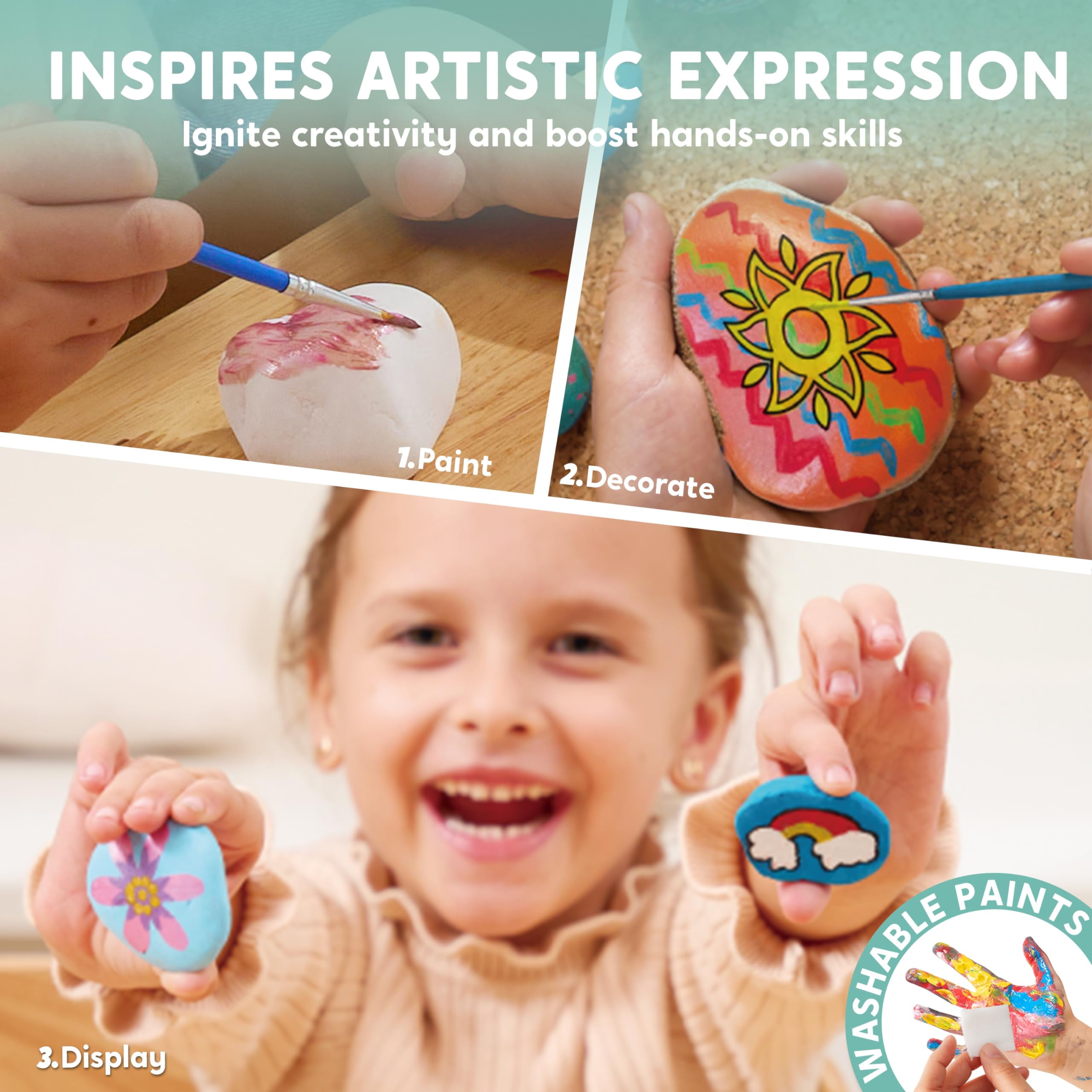Joyfy 10 Pcs Rock Painting Kit for Kids Ages 6-8-12,Home Creativity Arts And Crafts Kit for Family Indoor Activity,Christmas Birthday Gift for Boy Girl