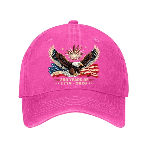 Eagle & Liberty – United States 250th Anniversary Hat, Adjustable Cotton Printed Patriotic Baseball Cap for Men Women (2pcs)