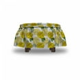 thumbnail image 4 of Floral Ottoman Cover, Graphical Spring Flowers, 2 Piece Slipcover Set with Ruffle Skirt for Square Round Cube Footstool Decorative Home Accent, Standard Size, Mustard Green White, by Ambesonne, 4 of 5
