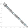 thumbnail image 4 of Sterling Silver Rhodium-Plated Aquamarine & Diamond Bracelet (7 X 7) Made In Thailand qx877aq, 4 of 5