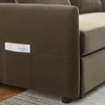 thumbnail image 3 of 3 in 1 Futon Bed, Velvet Double Chaise Lounge Couch with Adjustable Backrest, Pull Out Loveseat Sofa Sleeper with Lumbar Pillows and Side Pockets for Living Room Apartment Small Space, Light Brown, 3 of 9