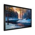 thumbnail image 2 of Designart 'Morning Glow Through The Christmas Forest By The River' Lake House Framed Art Print, 2 of 4