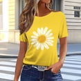 thumbnail image 2 of Htigea Women's Sunflower T-Shirts Cute Short Sleeve Crew Neck Tops Casual Loose Fit Tees Yellow S, 2 of 5