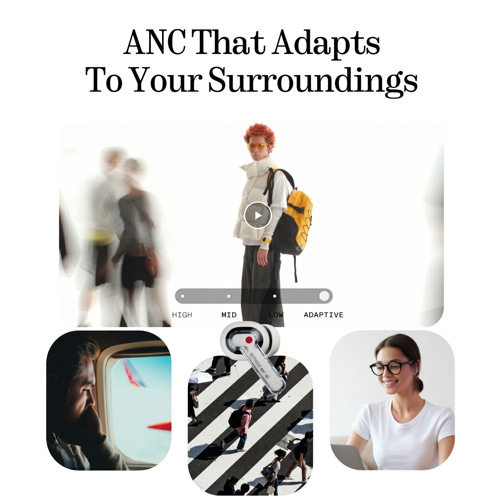 Nothing Ear (a) Wireless Earbuds, 45dB Hybrid Noise Cancelling Earbuds, Hi-Res Audio, Advanced Equaliser, Dual Connect, 6 Mics, 42.5H Playtime Ear Buds Wireless Bluetooth, White