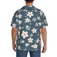 thumbnail image 3 of Rateoe Blue Flower Pattern Men's Short Sleeve Classic Shirt, Casual Short-Sleeved Shirt, Lightweight Summer Shirt, Cuban Collar Shirt,Button-Front Shirt-Medium, 3 of 5